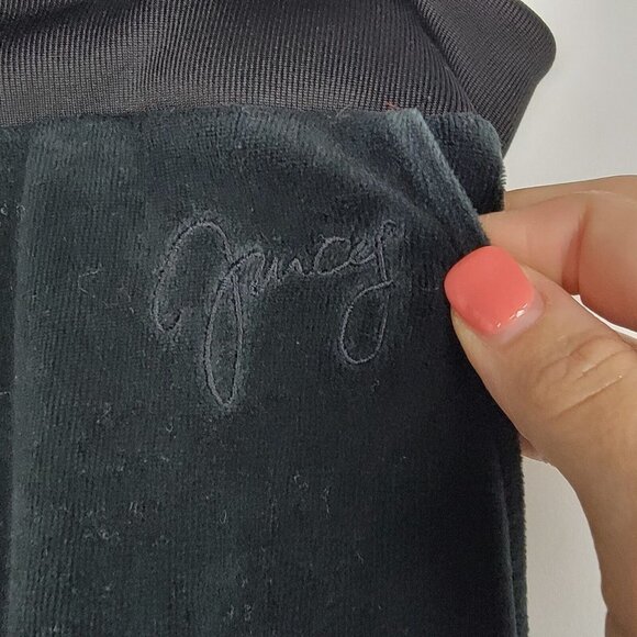 Juicy Couture Womens Zuma Velour Jogger Pants XL Classic Black Grunge Goth Y2K - Picture 9 of 16